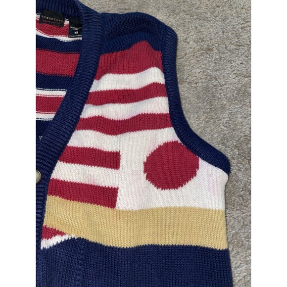 VTG Structure Knit Vest Made in USA Multi-Cultural National Flag Unisex Medium - Picture 4 of 11